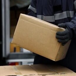 Cold Delivery Service secure‑package‑handling icon showing careful, protected delivery of refrigerated and frozen goods.